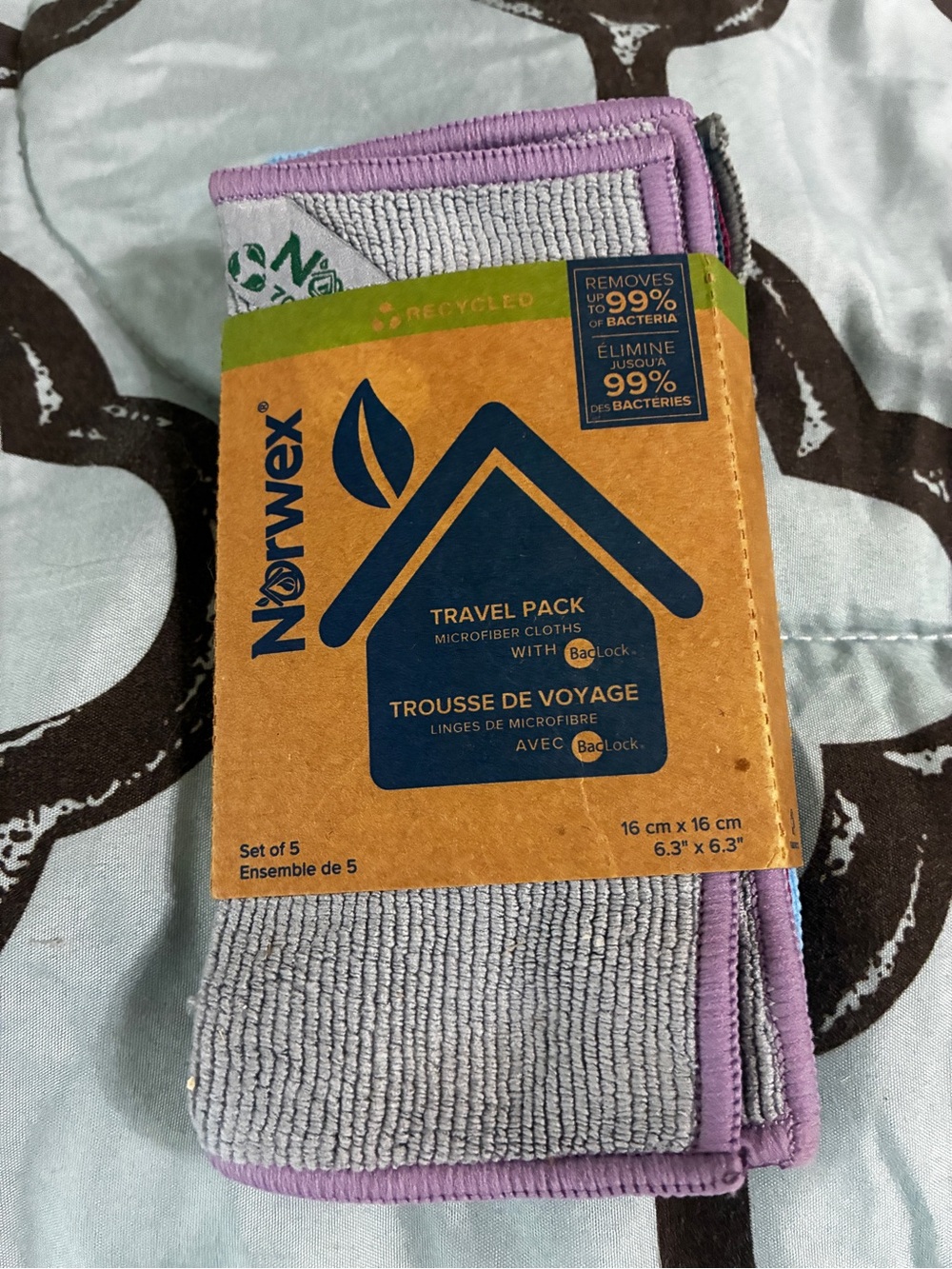 Norwex Travel Pack Microfiber Cloths - Gray with Purple Trim, see colors. - Picture 2 of 4